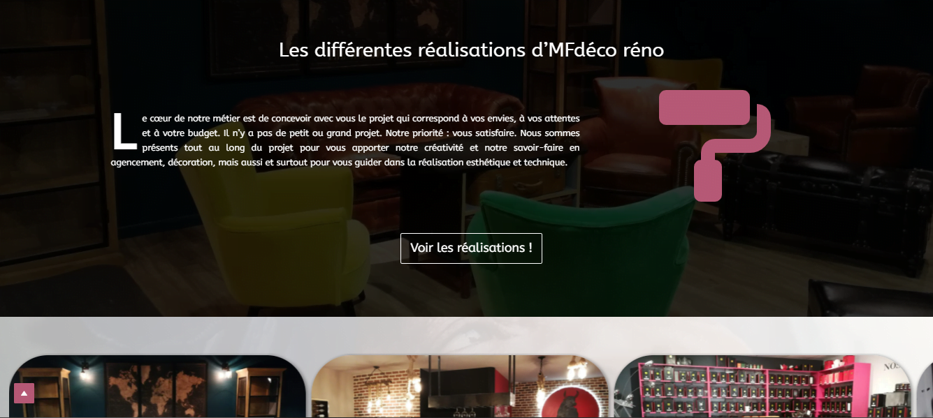 Partie de la page d'accueil du site mfdecoreno.fr