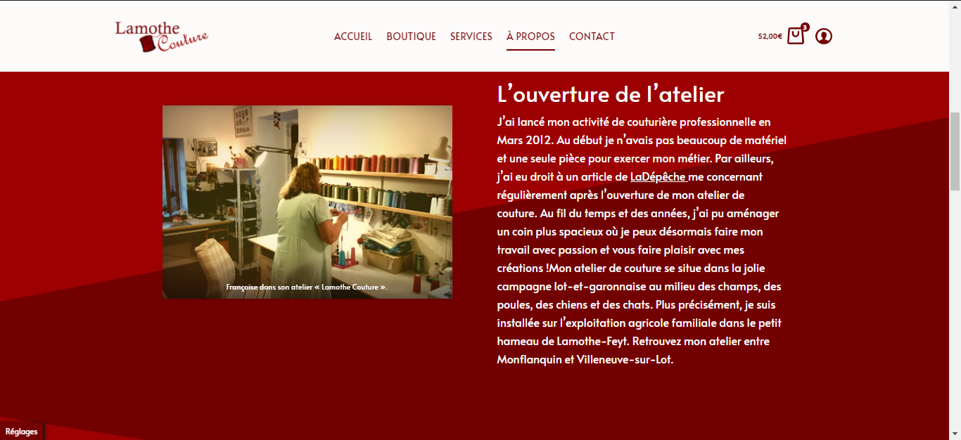 Page à propos du site lamothecoutuhre.fr