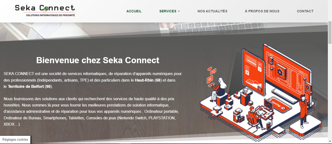 Page d'accueil site seka connect